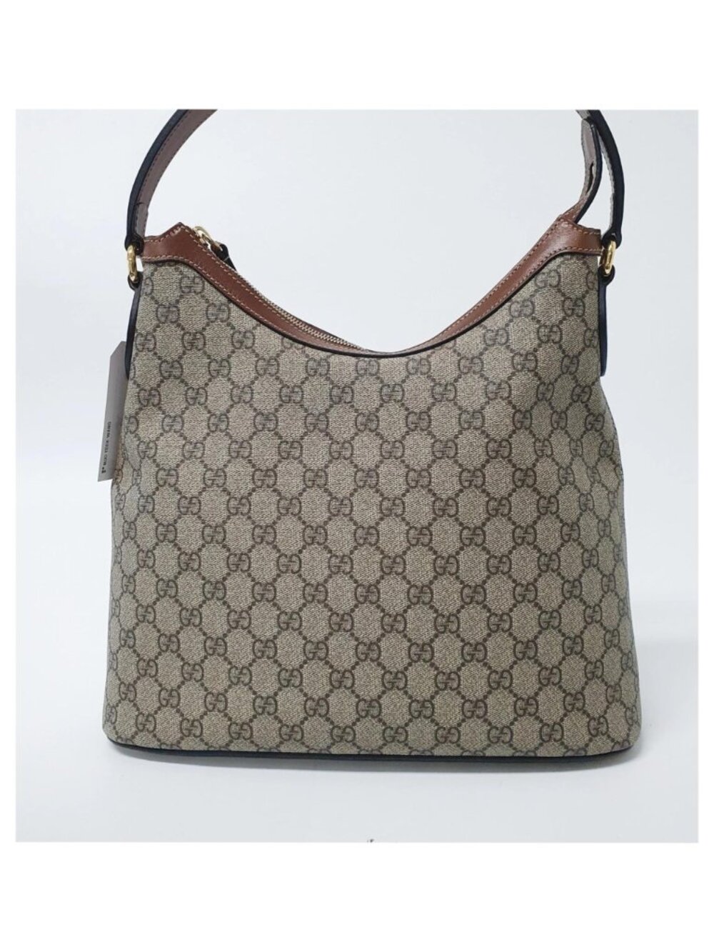 Authentic Gucci GG Supreme Canvas Shoulder Bag Brown Leather Trim | Designer - Picture 3 of 11